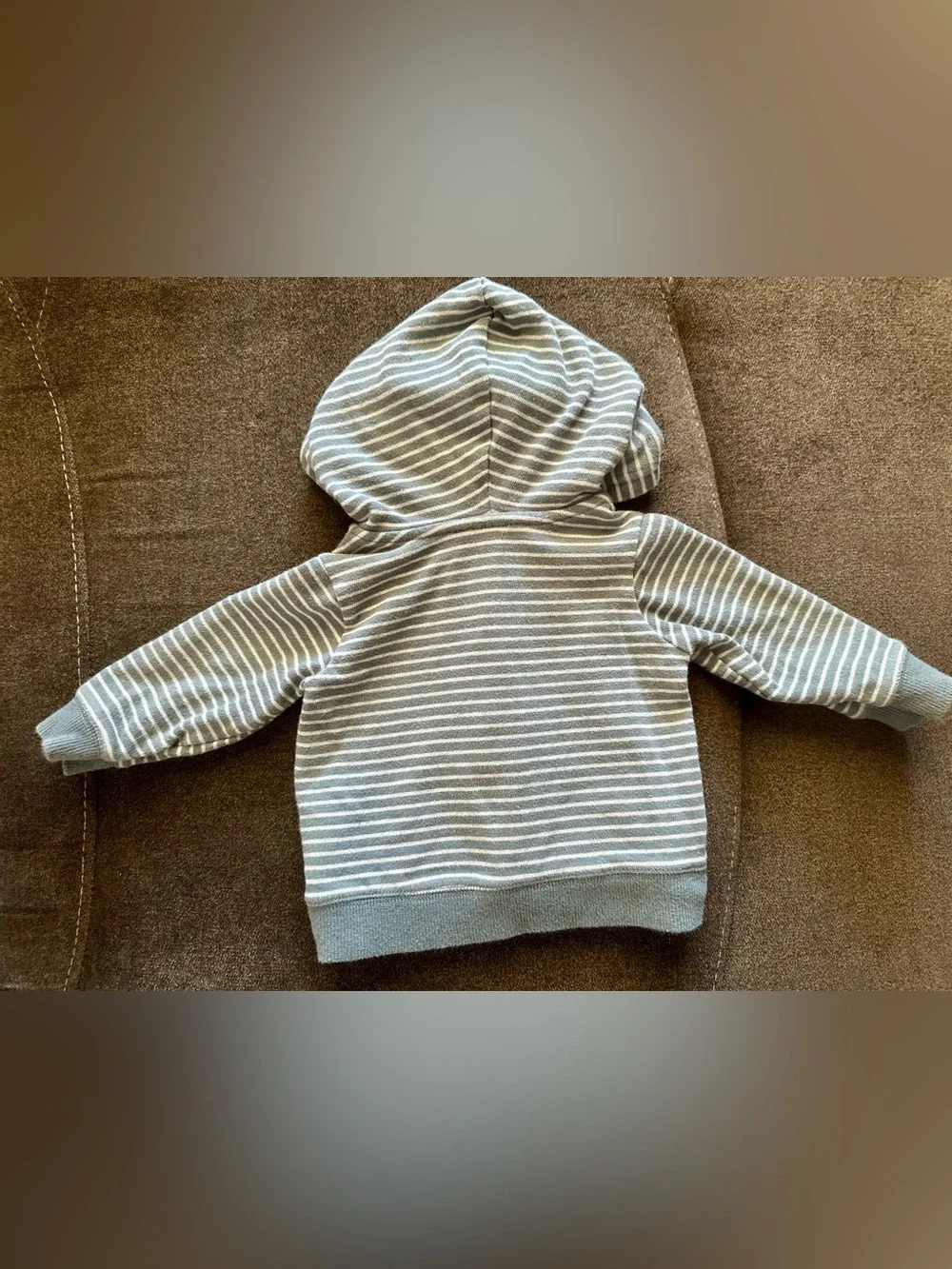 Carter's Blue Striped Hoodie, Bear Print Bodysuit & Navy Pants Set